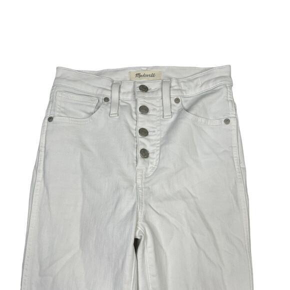 Madewell 10" High Rise Skinny Crop Jeans Stretch Button Fly Pure White Womens 25 - Picture 4 of 10